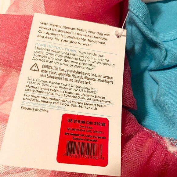 Martha Stewart Fashion Dog Apparel Happy Birthday Dog Outfit Size Large - Picture 6 of 10